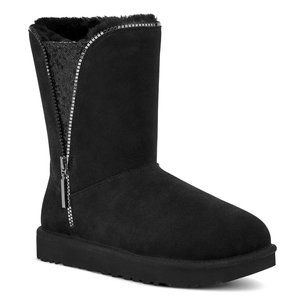 UGG W7 Classic Zip Booties Black w/ Sequins